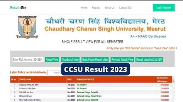 CCS University Result 2022 - 2023 (Declared) - Get UG/PG CCSU Result