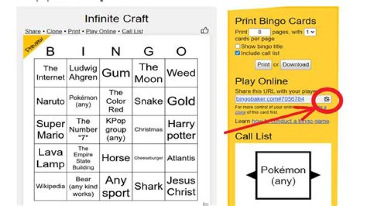 What is the Infinite Craft bingo board? - SarkariResult